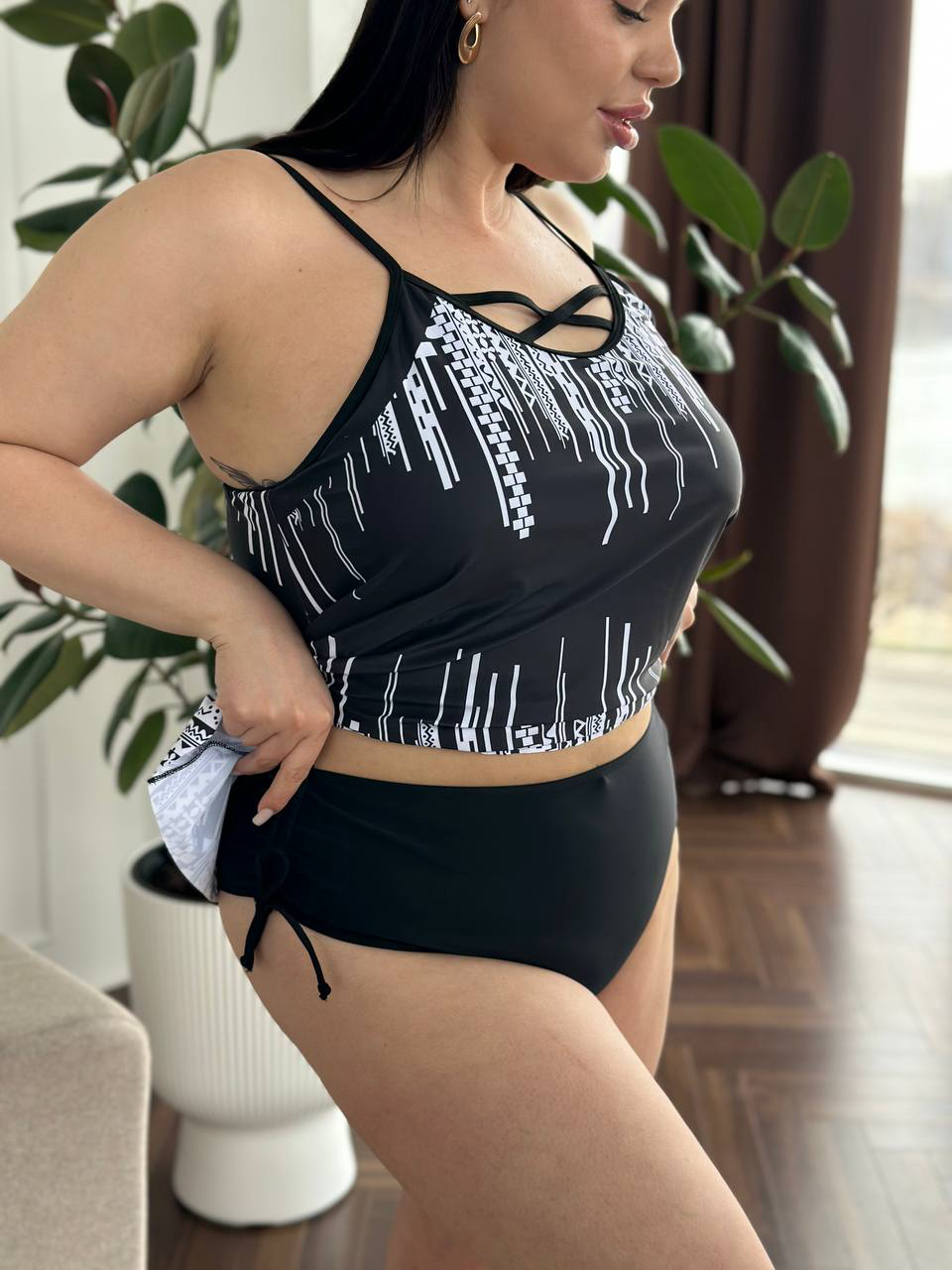 SW3476 танкіні plus size, бокова посадка та плавки