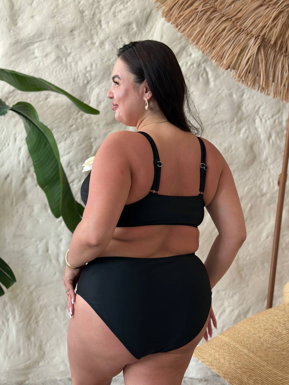 SW4109 чорний купальник plus size, вигляд ззаду